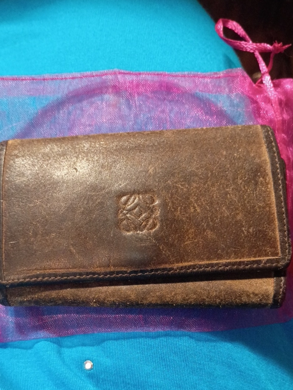 Low Start Loewe Rehab Brown Leather Wallet with Embossed Logo